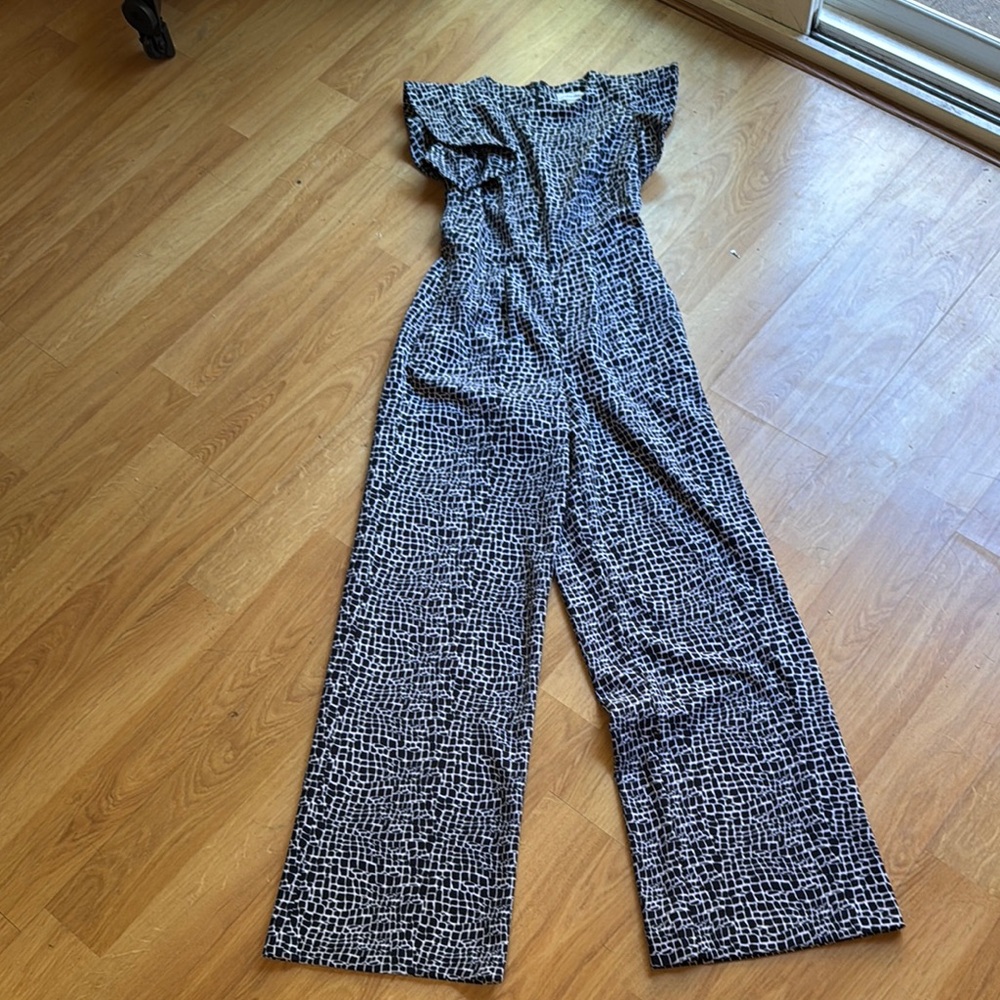 Calvin Klein Black and White Geometric Jumpsuit